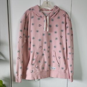 Life is Good Pink and Daisy Hoodie Sz XL